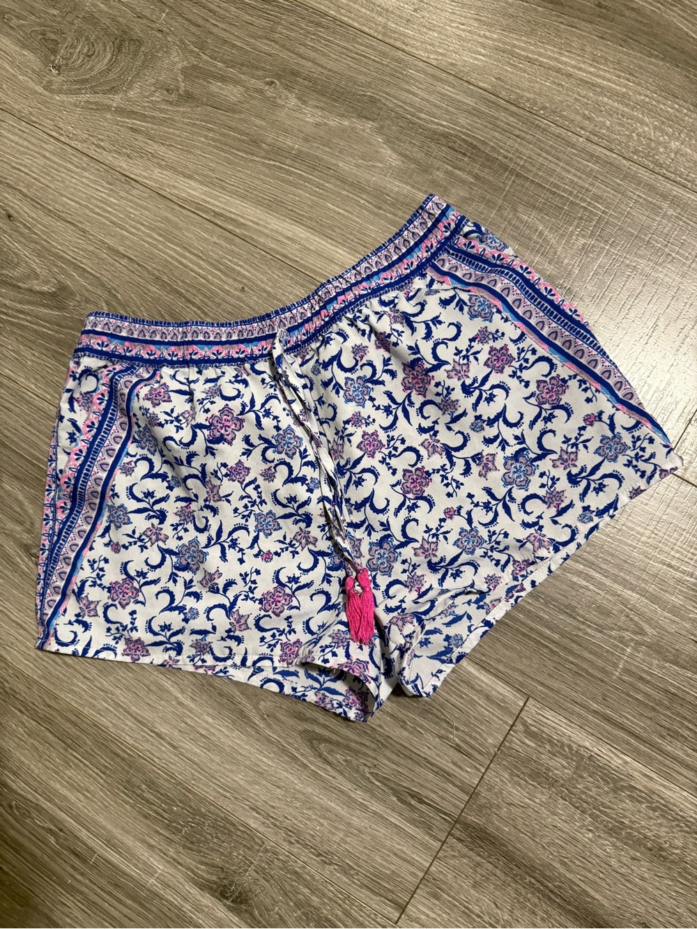 Japna White Shorts with Blue & Pink Floral Print